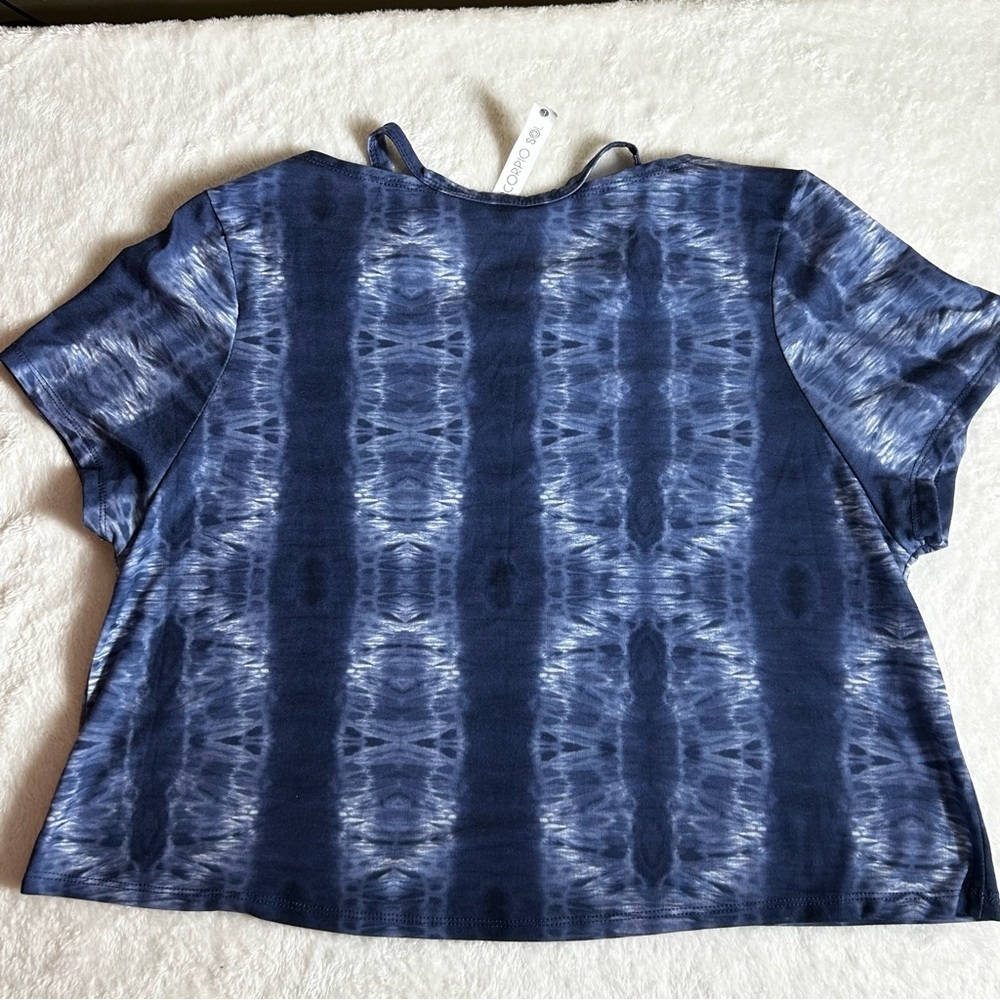 Scorpio Sol Blue Tie-Dye Crop Top Size L - Picture 2 of 8